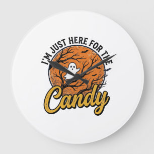 Halloween Candy Ghost Vintage Vector Design_1 Large Clock