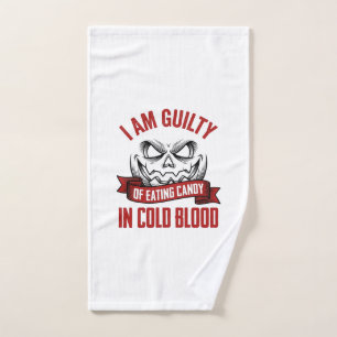 Halloween Candy Guilty Vintage Pumpkin Design_1 Hand Towel