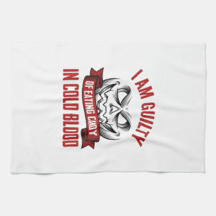 Halloween Candy Guilty Vintage Pumpkin Design_1 Tea Towel