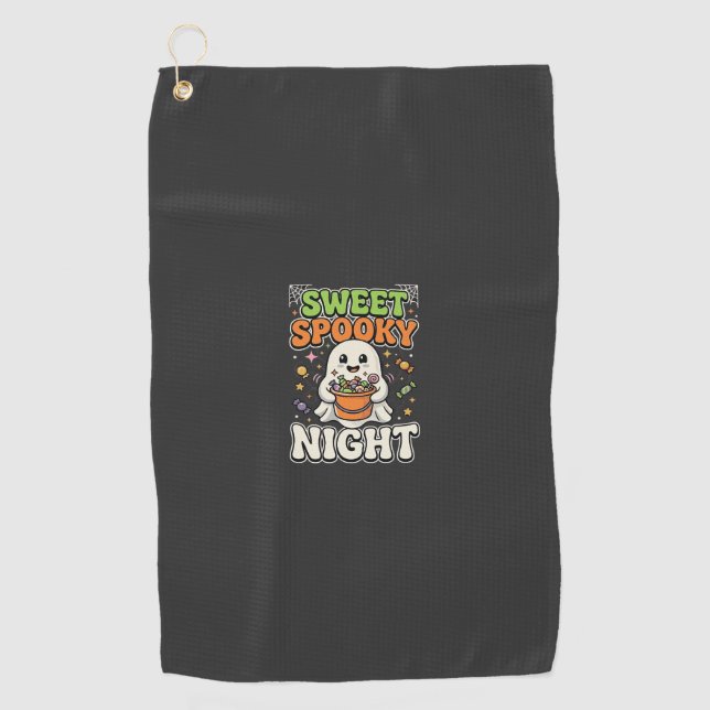 Halloween Candy Haunt Night Golf Towel (Front)