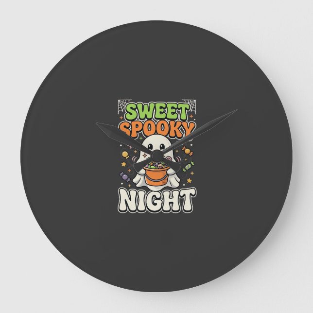Halloween Candy Haunt Night Large Clock (Front)