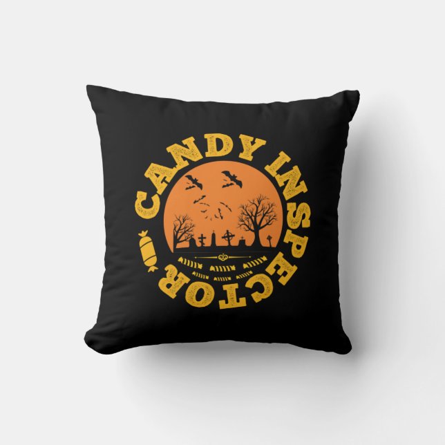 Halloween Candy Inspector Birthday Cushion (Front)