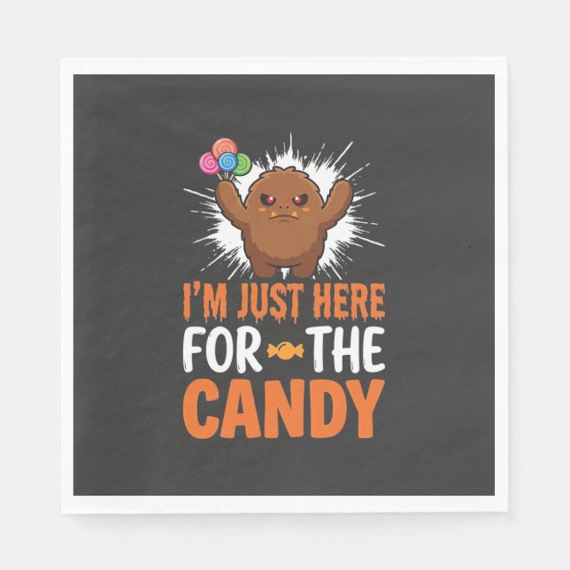 Halloween Candy Monster Quote Design Napkin (Front)