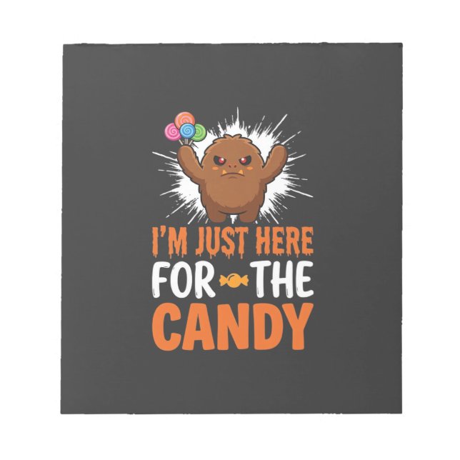 Halloween Candy Monster Quote Design Notepad (Front)