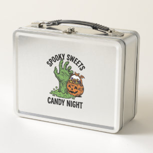 Halloween Candy Monster Vintage Spooky Treat Graph Metal Lunch Box