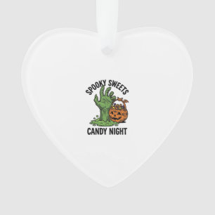 Halloween Candy Monster Vintage Spooky Treat Graph Ornament