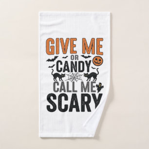 Halloween Candy or Call Me Scary Vintage Graphic_1 Hand Towel