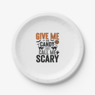 Halloween Candy or Call Me Scary Vintage Graphic_1 Paper Plate