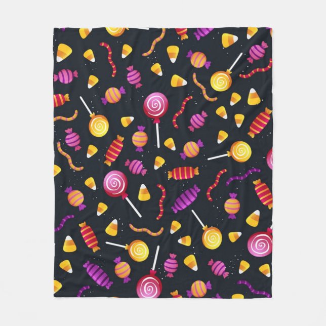 Halloween candy pattern fleece blanket (Front)