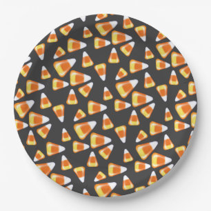 Halloween candy pattern, fun candy corn treats paper plate