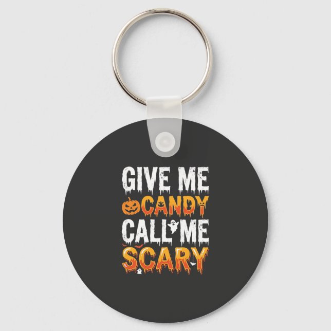 Halloween Candy Scary Ghost Design_1 Key Ring (Front)