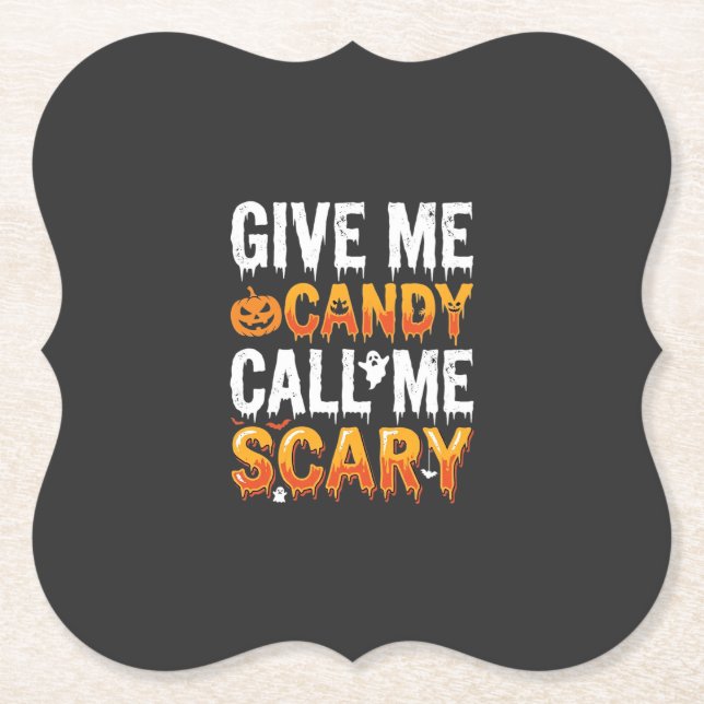 Halloween Candy Scary Ghost Design_1 Paper Coaster (Front)