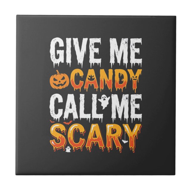 Halloween Candy Scary Ghost Design_1 Tile (Front)