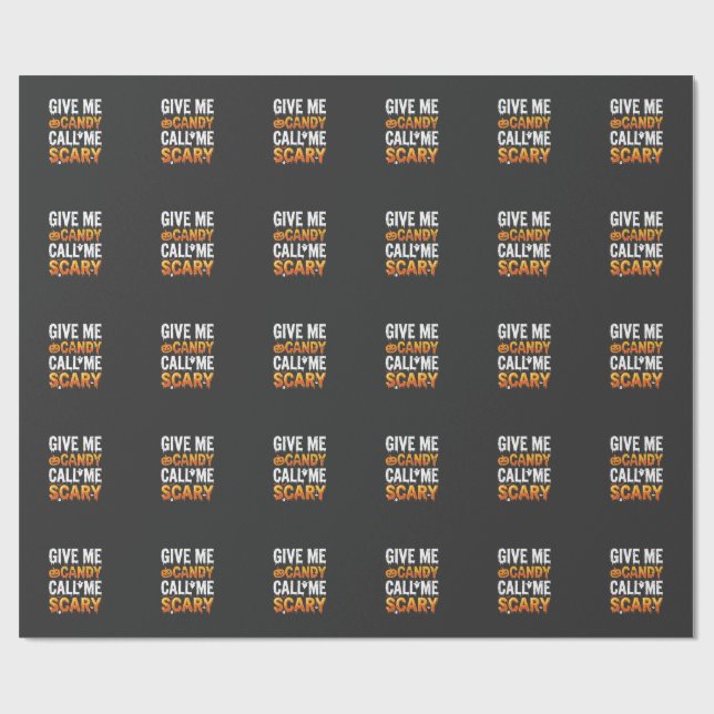Halloween Candy Scary Ghost Design_1 Wrapping Paper (Flat)