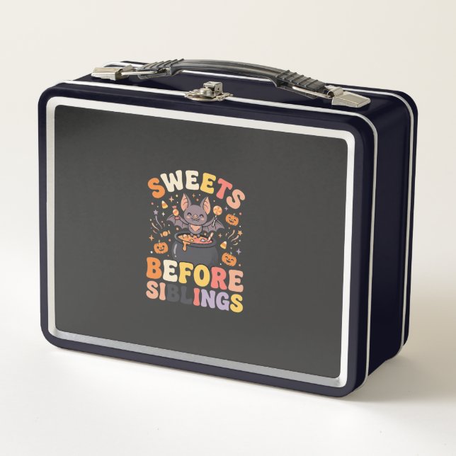 Halloween Candy Sibling Swap Metal Lunch Box (Front)