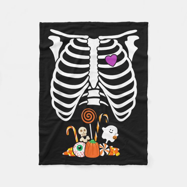 Halloween Candy Skeleton Rib Cage X-ray Funny  Fleece Blanket (Front)