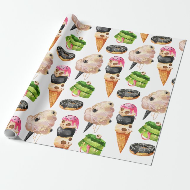 Halloween Candy Sweets Decoration Wrapping Paper (Unrolled)