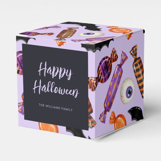 Halloween Candy Treats Purple Favour Box (Front Side)