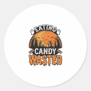 Halloween Candy Wasted Vintage Spooky Shirt Design Classic Round Sticker