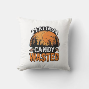 Halloween Candy Wasted Vintage Spooky Shirt Design Cushion