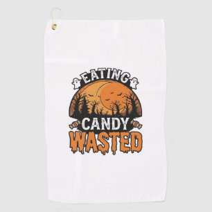 Halloween Candy Wasted Vintage Spooky Shirt Design Golf Towel