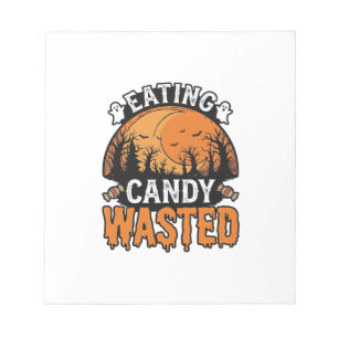 Halloween Candy Wasted Vintage Spooky Shirt Design Notepad