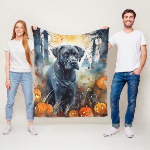 Halloween Cane Corso With Pumpkins Scary Fleece Blanket