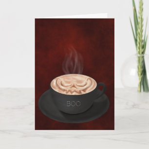 Halloween Cappuccino Art Jack-o-lantern Card