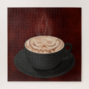 Halloween Cappuccino Art Jack-o-lantern Jigsaw Puzzle