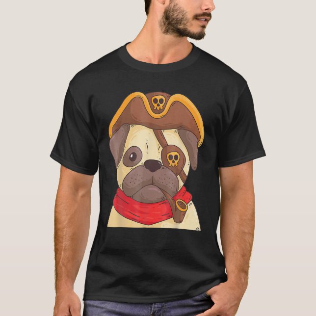 Halloween Captain Dog Pirate Costume For Men,Women T-Shirt (Front)