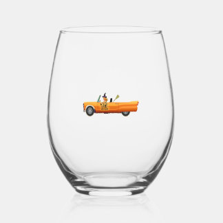 halloween car stemless wine glass