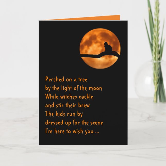 Halloween card for cat lovers, original poem (Front)