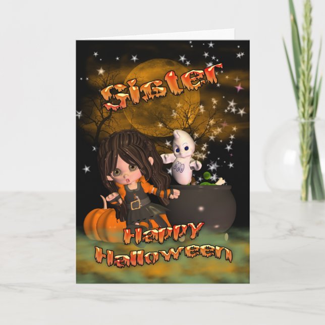Halloween card for Sister, trick or treat? (Front)