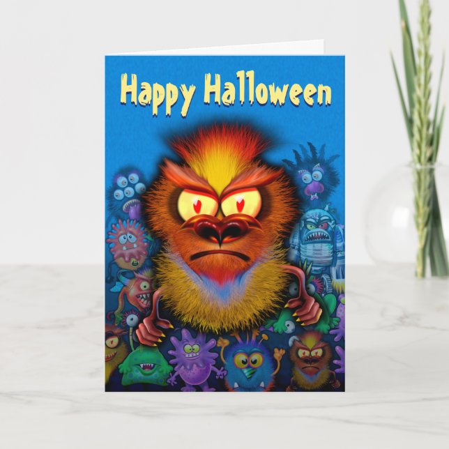 Halloween Card invitation MONSTER PARTY fun scary (Front)