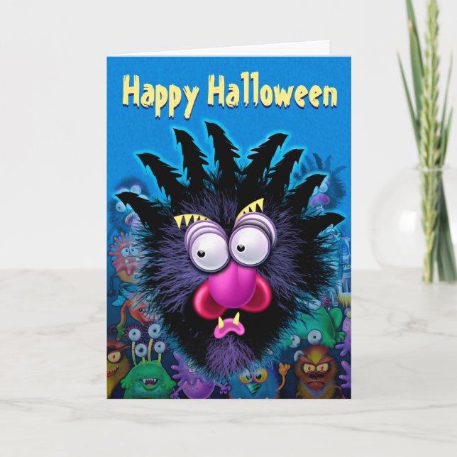 Halloween Card invitation MONSTER PARTY fun scary (Front)