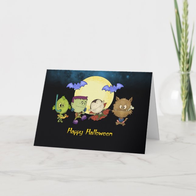 halloween card with frankie and friends - vampire, (Front)