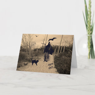 Halloween Card with Grim Reaper in Sepia