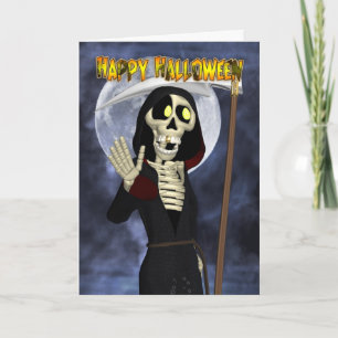 Halloween Card With Happy Grim Reaper