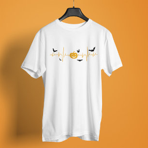 Halloween Cardiogram Pumpkins Bats T-Shirt