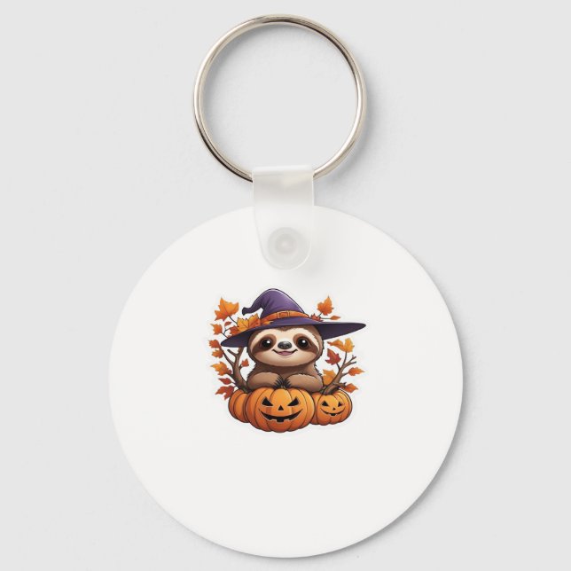Halloween Cartoon Sloth Classic T-Shirt Key Ring (Front)