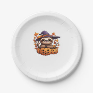 Halloween Cartoon Sloth Classic T-Shirt Paper Plate