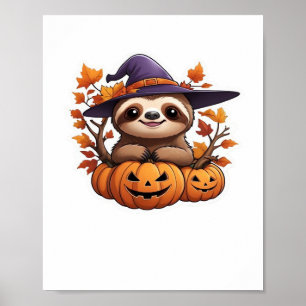 Halloween Cartoon Sloth Classic T-Shirt Poster