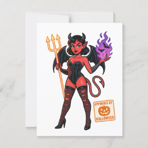 Halloween Cartoon Succubus – Dark & Playful Postcard