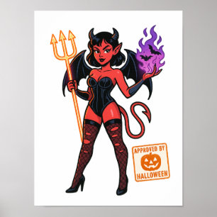 Halloween Cartoon Succubus – Dark & Playful Poster