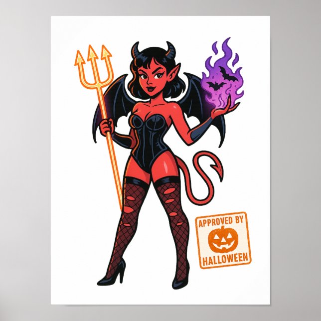 Halloween Cartoon Succubus – Dark & Playful Poster (Front)