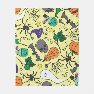 Halloween Cartoon: Vibrant Vintage Pattern Fleece Blanket