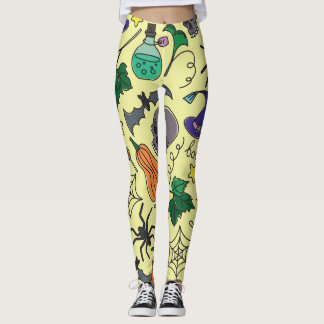 Halloween Cartoon: Vibrant Vintage Pattern Leggings