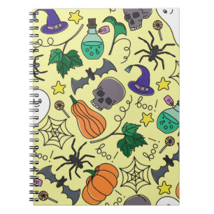 Halloween Cartoon: Vibrant Vintage Pattern Notebook