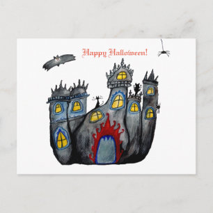 Halloween Castle happy Halloween Postcard