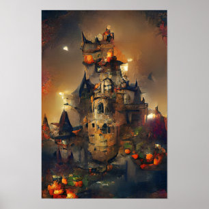 Halloween Castle, Japanese Art Manga Poster